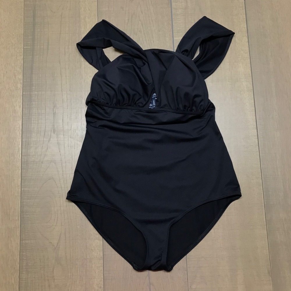 Vilebrequin Swimsuit Womens‎ Size 10 Black One Piece Twist Front Drape Keyhole